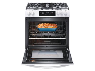 30" Frigidaire Front Control Freestanding Gas Range in White - FCFG3062AW